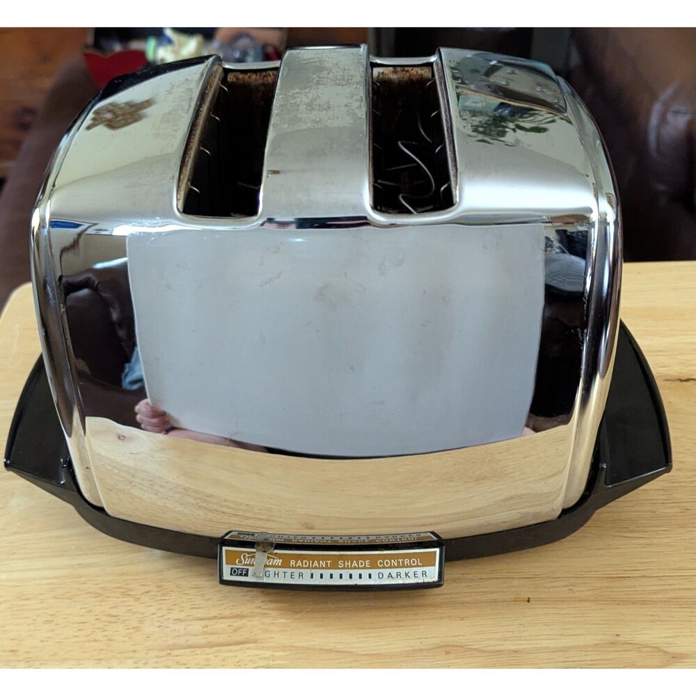 Vintage Sunbeam Radiant Control Toaster Model AT-W Chrome Made in USA Parts Only
